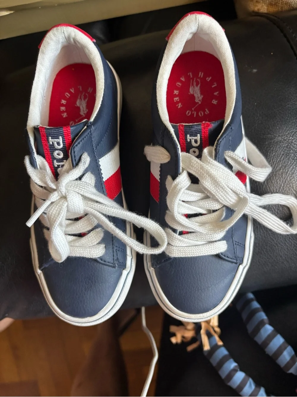 Ralph Lauren Navy, White & Red Kids Sneakers